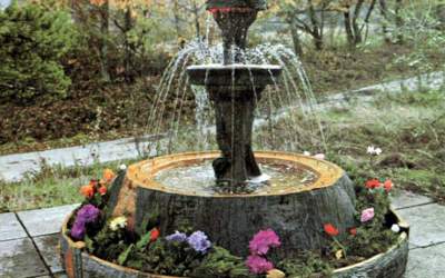 Fontana da giardino funzionante con luci e pompa, Fnfn16a