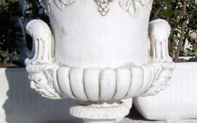 Vaso da giardino in cemento bianco, Vs086