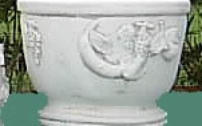 Vaso decorato in cemento bianco, Vs125