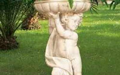 putto flower pot Garden white cement, Pu31A