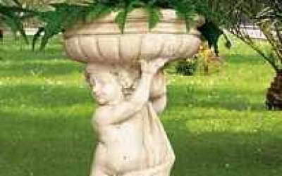 putto flower pot Garden white cement, Pu31B