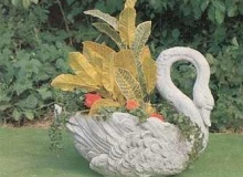 Cigno da giardino in cemento bianco, TA21