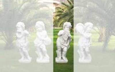 Putto Garden white cement, Pu04C