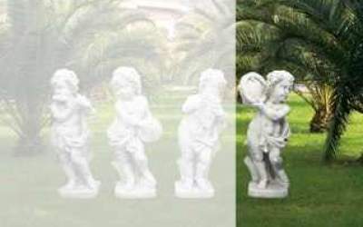 Putto Garden white cement, Pu04D