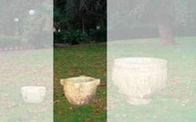 Vaso da giardino in cemento bianco, Vs041