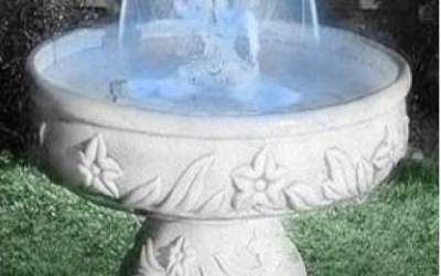 Fontana funzionante con luci e pompa in cemento bianco TF21+kit