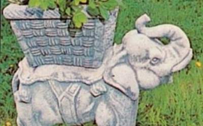 Elefante da giardino in cemento bianco, TA27