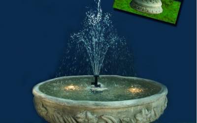 fontana funzionante con luci e pompa in cemento bianco Sforzinda TF23+kit acqua e luci